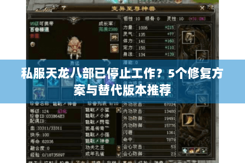 私服天龙八部已停止工作?5个修复方案与替代版本推荐 私服天龙八部已停止工作?5个修复方案与替代版本推荐