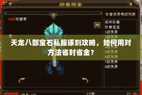 天龙八部宝石私服琢刻攻略,如何用对方法省时省金? 天龙八部宝石私服琢刻攻略,如何用对方法省时省金?