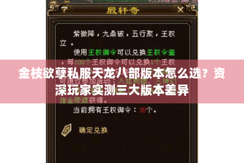 金枝欲孽私服天龙八部版本怎么选？资深玩家实测三大版本差异