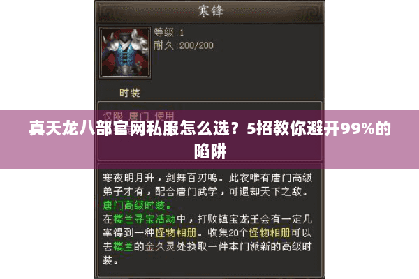 真天龙八部官网私服怎么选?5招教你避开99%的陷阱 真天龙八部官网私服怎么选?5招教你避开99%的陷阱