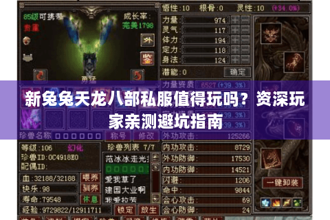 新兔兔天龙八部私服值得玩吗？资深玩家亲测避坑指南