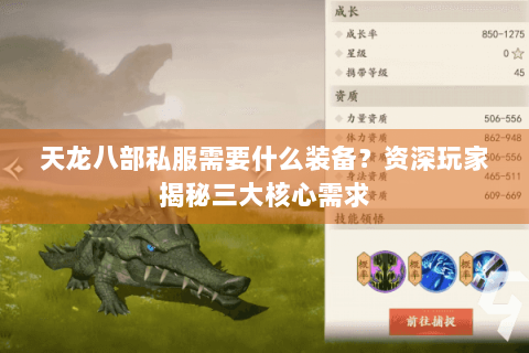 天龙八部私服需要什么装备?资深玩家揭秘三大核心需求 天龙八部私服需要什么装备?资深玩家揭秘三大核心需求