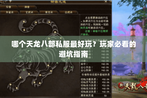 哪个天龙八部私服最好玩？玩家必看的避坑指南
