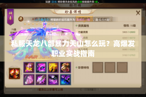 私服天龙八部暴力天山怎么玩?高爆发职业实战指南 私服天龙八部暴力天山怎么玩?高爆发职业实战指南