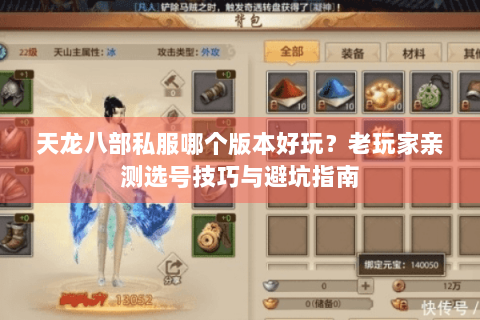 天龙八部私服哪个版本好玩？老玩家亲测选号技巧与避坑指南