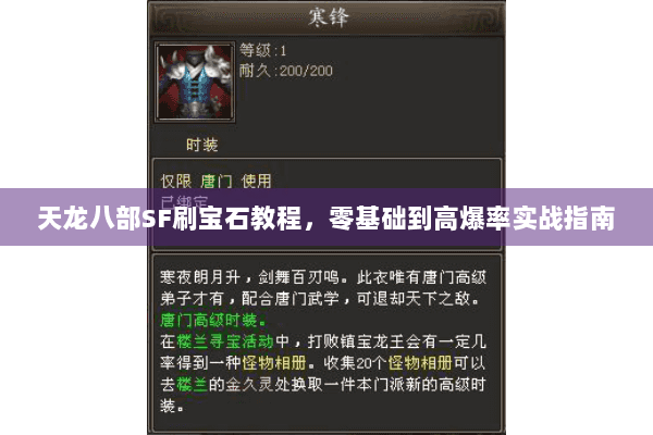 天龙八部SF刷宝石教程,零基础到高爆率实战指南 天龙八部SF刷宝石教程,零基础到高爆率实战指南