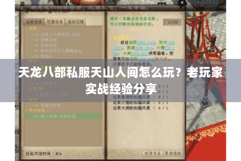 天龙八部私服天山人间怎么玩?老玩家实战经验分享 天龙八部私服天山人间怎么玩?老玩家实战经验分享