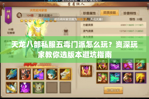 天龙八部私服五毒门派怎么玩？资深玩家教你选版本避坑指南