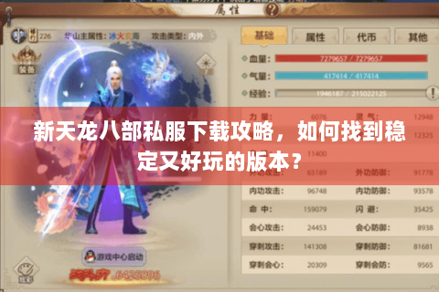 新天龙八部私服下载攻略，如何找到稳定又好玩的版本？