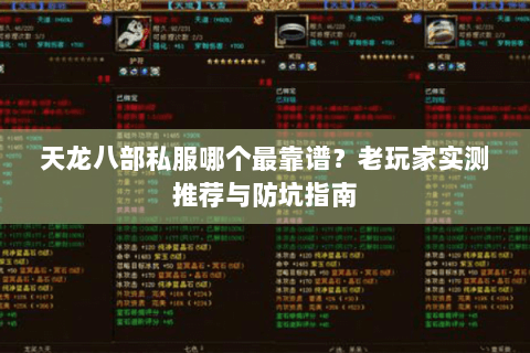 天龙八部私服哪个最靠谱？老玩家实测推荐与防坑指南