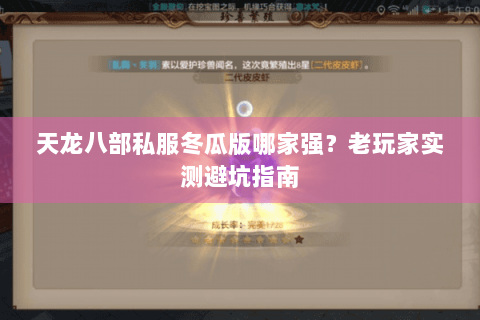 天龙八部私服冬瓜版哪家强?老玩家实测避坑指南 天龙八部私服冬瓜版哪家强?老玩家实测避坑指南