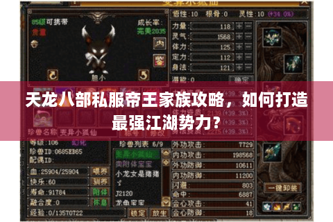 天龙八部私服帝王家族攻略，如何打造最强江湖势力？