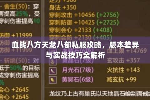 血战八方天龙八部私服攻略,版本差异与实战技巧全解析 血战八方天龙八部私服攻略,版本差异与实战技巧全解析