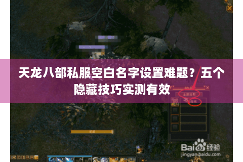 天龙八部私服空白名字设置难题？五个隐藏技巧实测有效