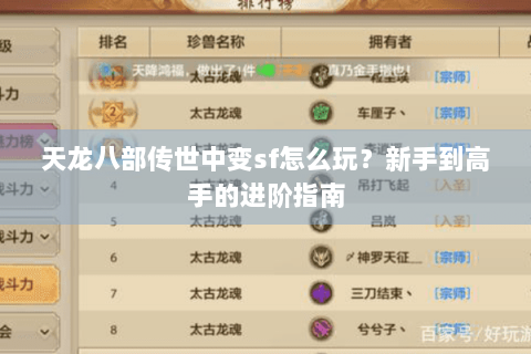 天龙八部传世中变sf怎么玩？新手到高手的进阶指南