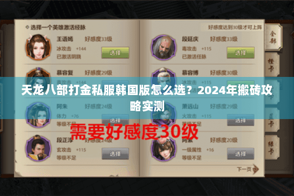 天龙八部打金私服韩国版怎么选？2024年搬砖攻略实测