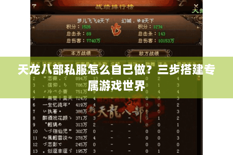 天龙八部私服怎么自己做?三步搭建专属游戏世界 天龙八部私服怎么自己做?三步搭建专属游戏世界