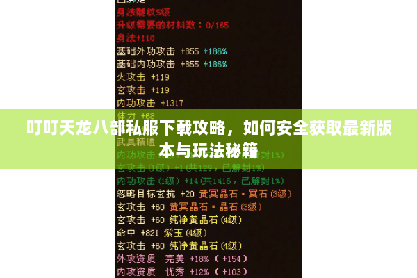 叮叮天龙八部私服下载攻略，如何安全获取最新版本与玩法秘籍