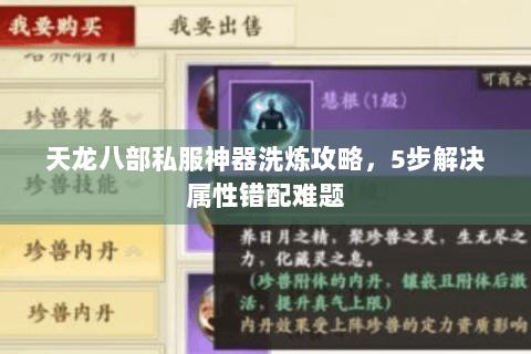 天龙八部私服神器洗炼攻略,5步解决属性错配难题 天龙八部私服神器洗炼攻略,5步解决属性错配难题