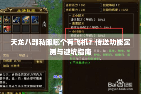 天龙八部私服哪个有飞机?传送功能实测与避坑指南 天龙八部私服哪个有飞机?传送功能实测与避坑指南