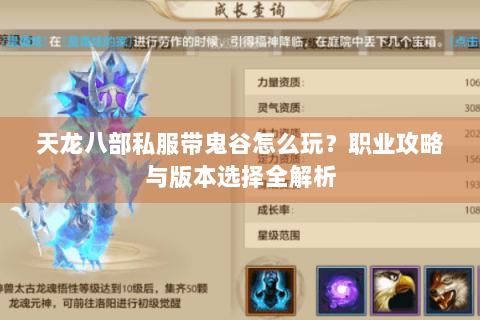 天龙八部私服带鬼谷怎么玩？职业攻略与版本选择全解析