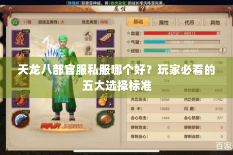 天龙八部官服私服哪个好?玩家必看的五大选择标准 天龙八部官服私服哪个好?玩家必看的五大选择标准