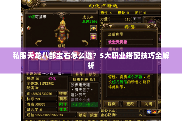 私服天龙八部宝石怎么选?5大职业搭配技巧全解析 私服天龙八部宝石怎么选?5大职业搭配技巧全解析