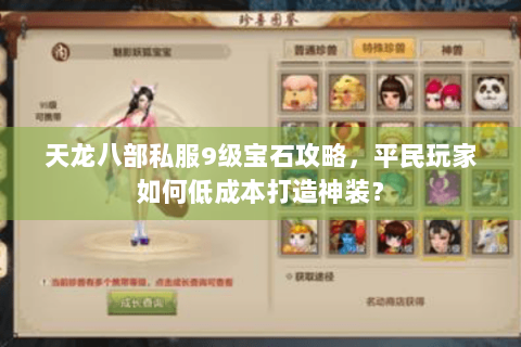 天龙八部私服9级宝石攻略，平民玩家如何低成本打造神装？
