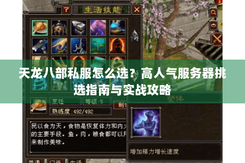 天龙八部私服怎么选？高人气服务器挑选指南与实战攻略