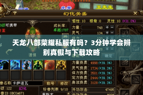 天龙八部荣耀私服有吗?3分钟学会辨别真假与下载攻略 天龙八部荣耀私服有吗?3分钟学会辨别真假与下载攻略