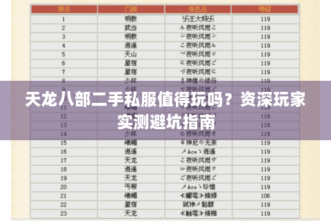 天龙八部二手私服值得玩吗？资深玩家实测避坑指南