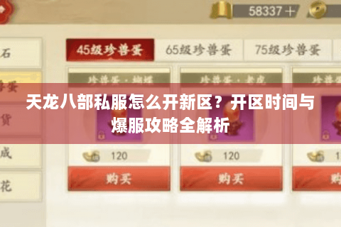 天龙八部私服怎么开新区？开区时间与爆服攻略全解析