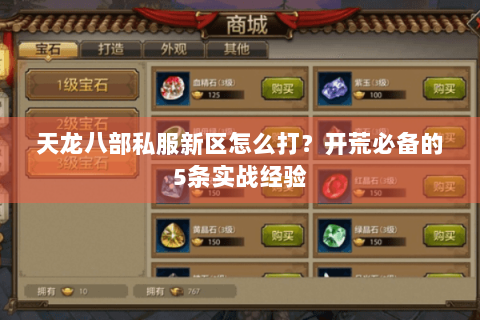 天龙八部私服新区怎么打？开荒必备的5条实战经验