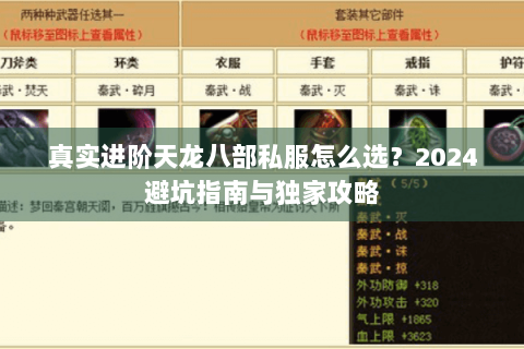 真实进阶天龙八部私服怎么选?2024避坑指南与独家攻略 真实进阶天龙八部私服怎么选?2024避坑指南与独家攻略