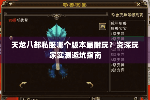 天龙八部私服哪个版本最耐玩？资深玩家实测避坑指南