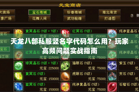 天龙八部私服竖名字代码怎么用?玩家高频问题实战指南 天龙八部私服竖名字代码怎么用?玩家高频问题实战指南