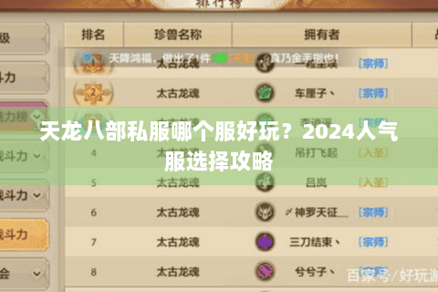 天龙八部私服哪个服好玩？2024人气服选择攻略
