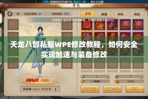 天龙八部私服WPE修改教程,如何安全实现加速与装备修改 天龙八部私服WPE修改教程,如何安全实现加速与装备修改