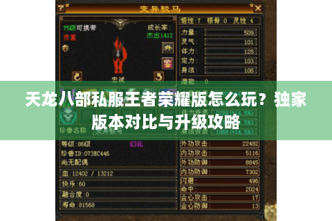 天龙八部私服王者荣耀版怎么玩？独家版本对比与升级攻略