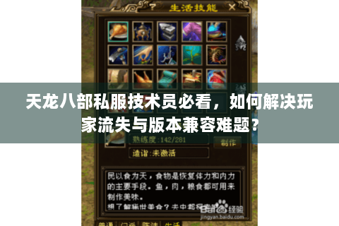天龙八部私服技术员必看，如何解决玩家流失与版本兼容难题？