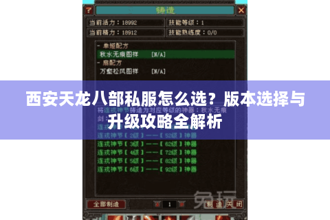 西安天龙八部私服怎么选?版本选择与升级攻略全解析 西安天龙八部私服怎么选?版本选择与升级攻略全解析