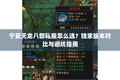 宁夏天龙八部私服怎么选?独家版本对比与避坑指南 宁夏天龙八部私服怎么选?独家版本对比与避坑指南
