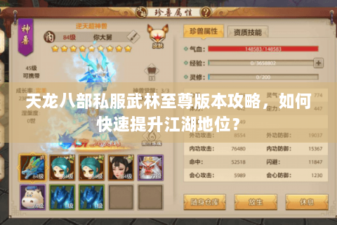天龙八部私服武林至尊版本攻略，如何快速提升江湖地位？