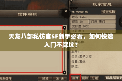 天龙八部私仿官SF新手必看，如何快速入门不踩坑？