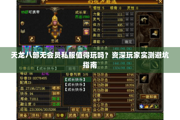 天龙八部无会员私服值得玩吗？资深玩家实测避坑指南