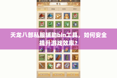 天龙八部私服辅助bin工具，如何安全提升游戏效率？