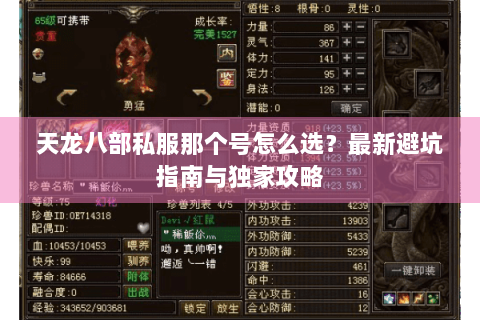 天龙八部私服那个号怎么选？最新避坑指南与独家攻略