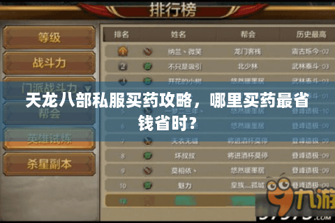 天龙八部私服买药攻略,哪里买药最省钱省时? 天龙八部私服买药攻略,哪里买药最省钱省时?