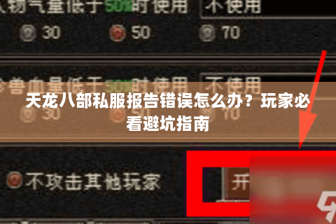 天龙八部私服报告错误怎么办？玩家必看避坑指南