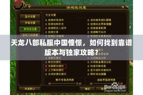 天龙八部私服中国憧憬，如何找到靠谱版本与独家攻略？